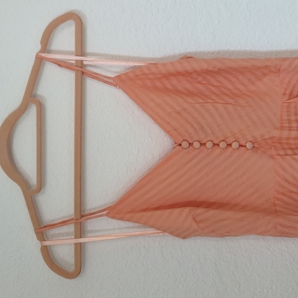 Bardot Melinda Stripe High Low Dress Orange Sz Medium Front Button High Low - Picture 4 of 13